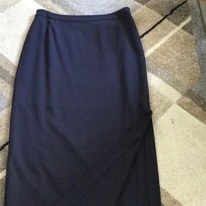 Dark Blue Floor-length Skirt w/ Slit up to Thigh